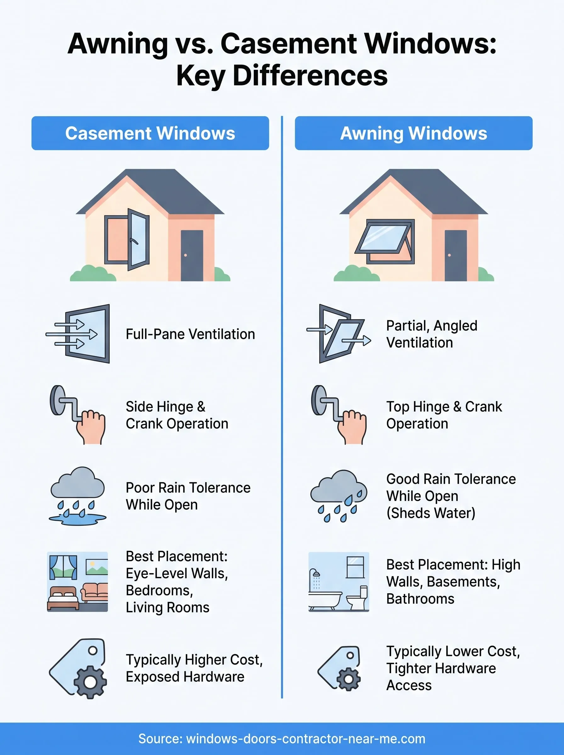 awning and casement windows infographic