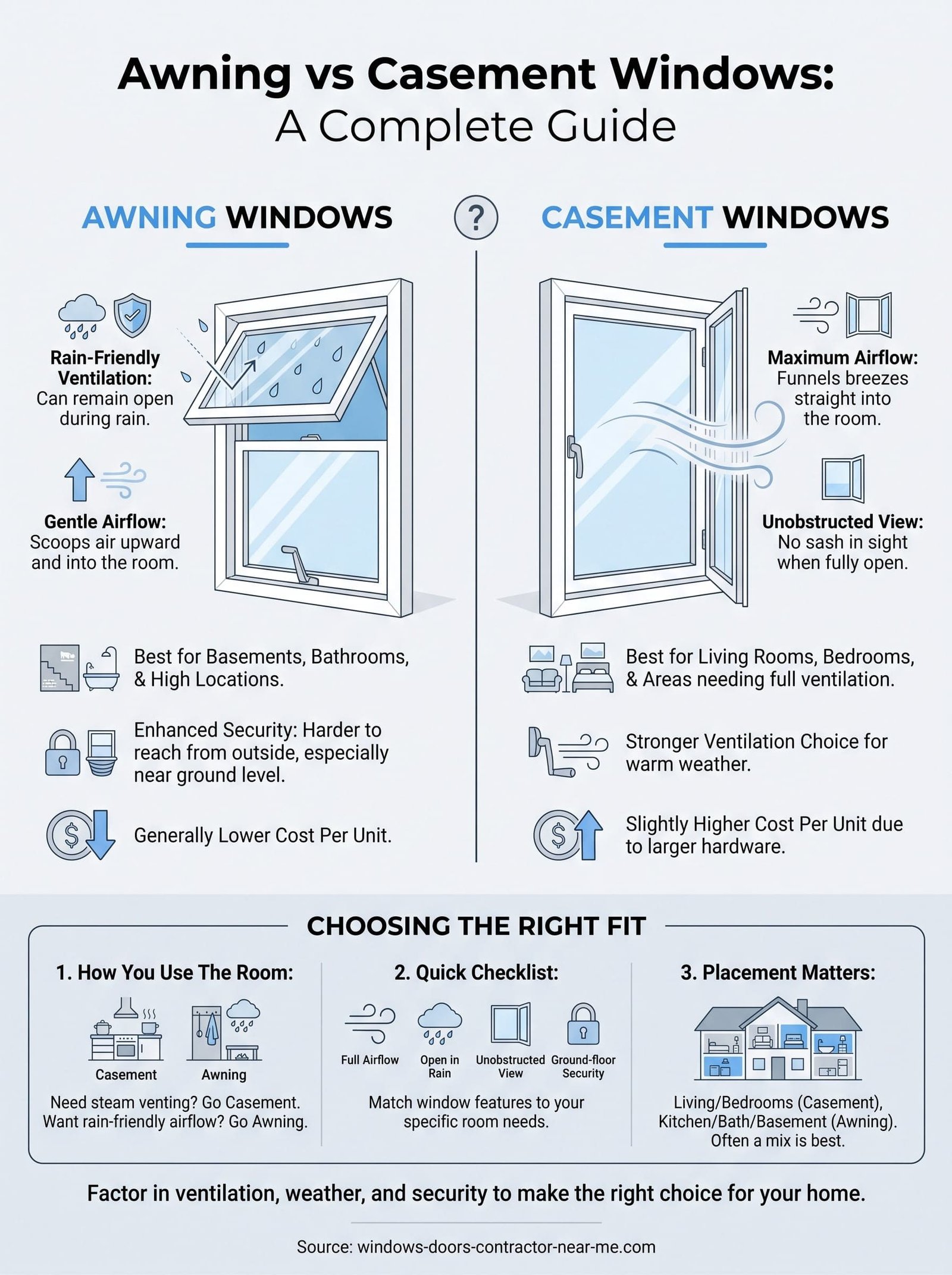 awning vs casement windows infographic