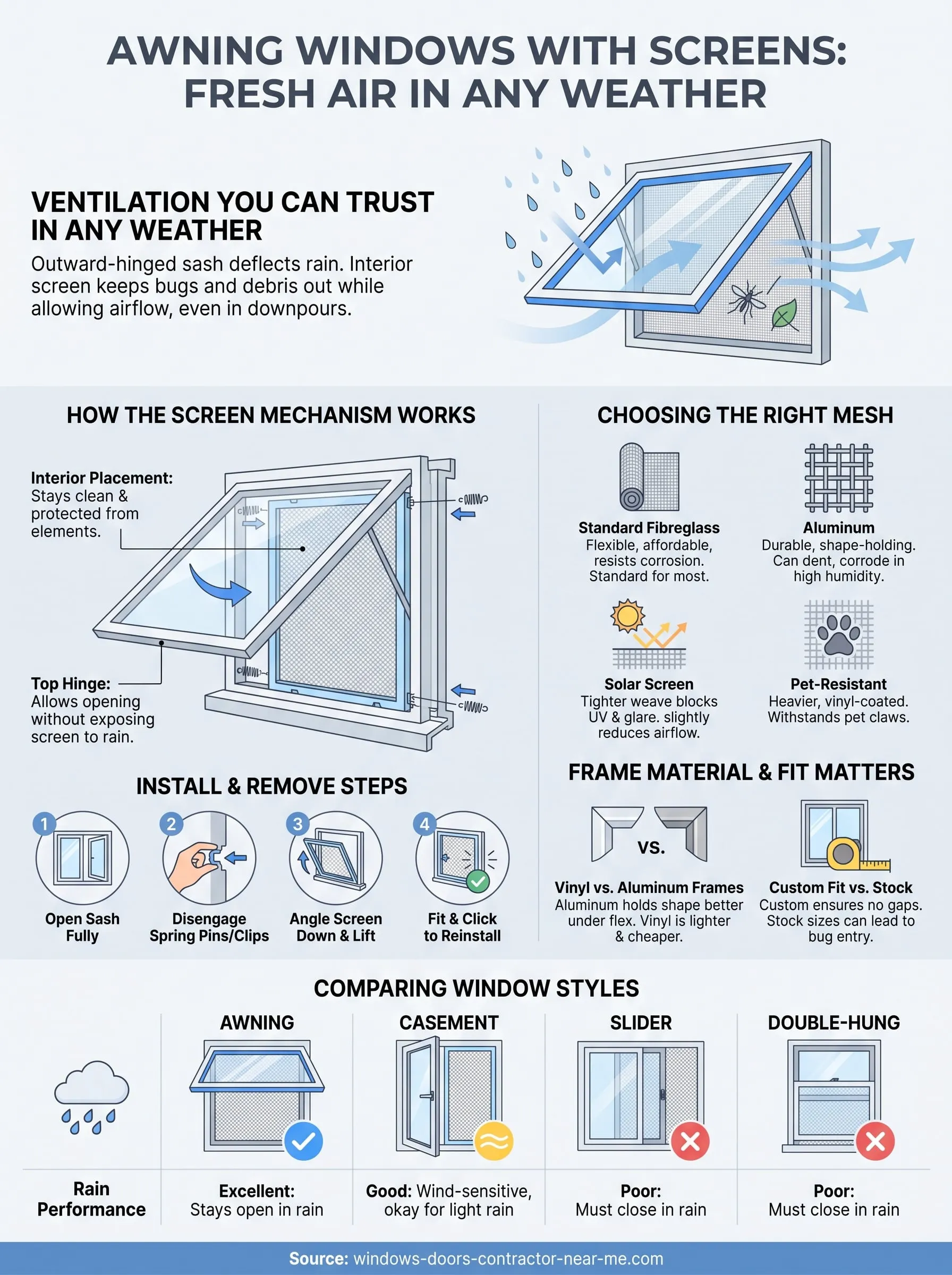 awning windows with screen infographic