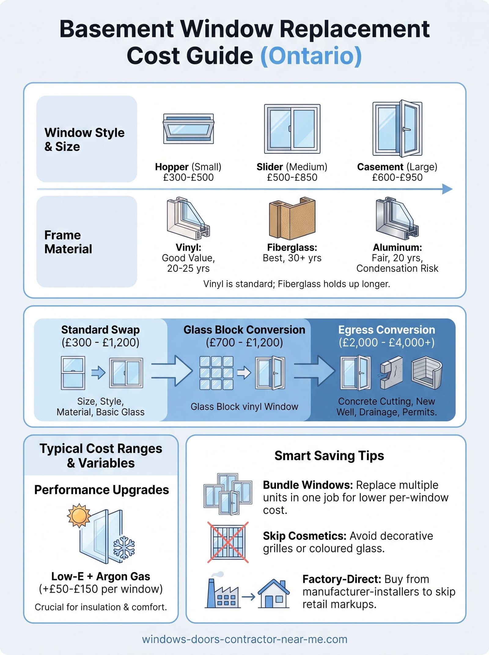 basement window replacement cost infographic