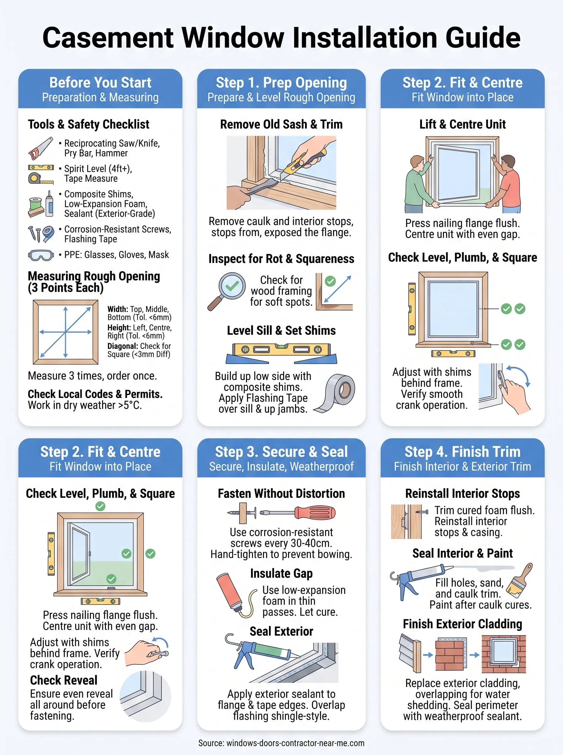 casement windows installation infographic