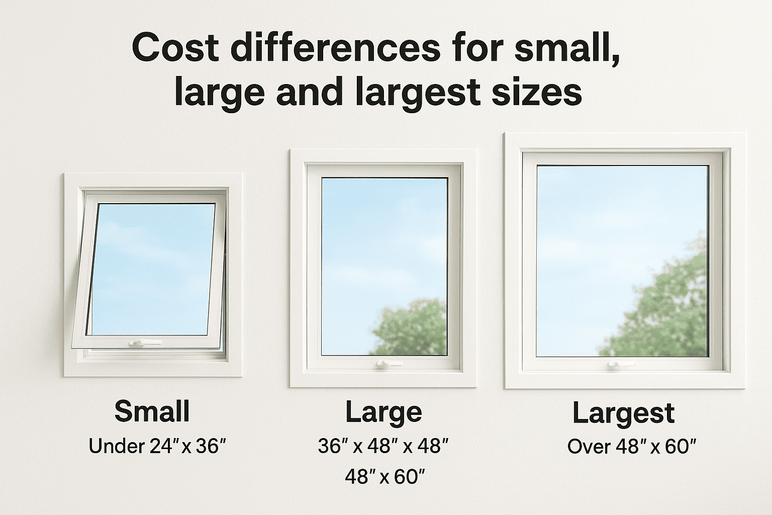 Cost differences for small, large and largest sizes