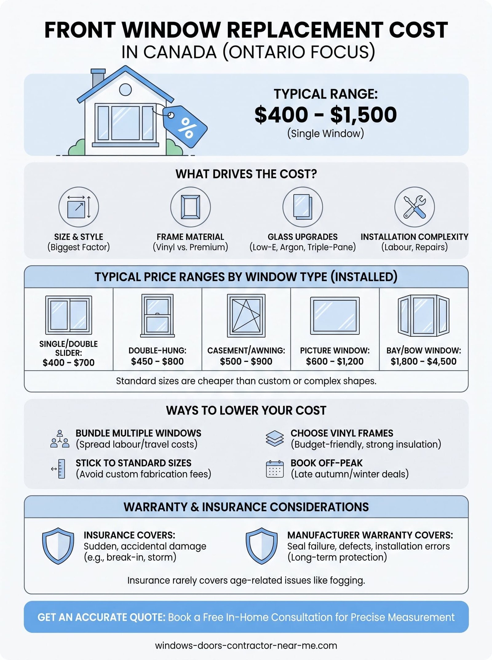 front window replacement cost infographic