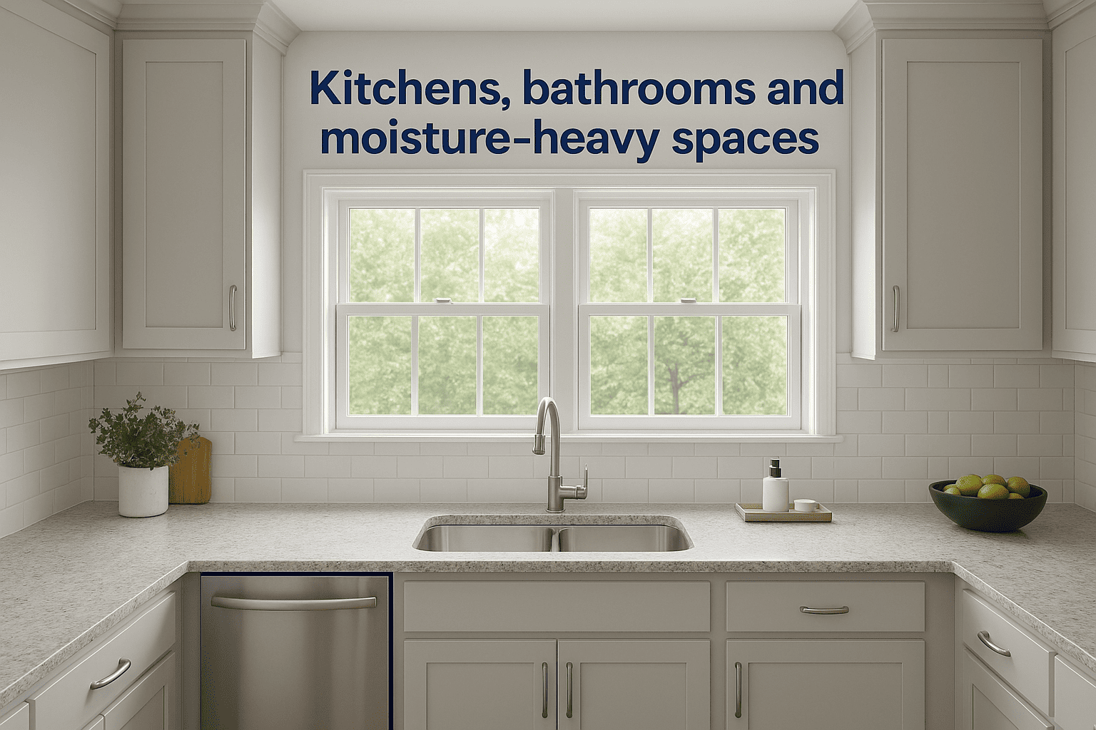 Kitchens, bathrooms and moisture-heavy spaces