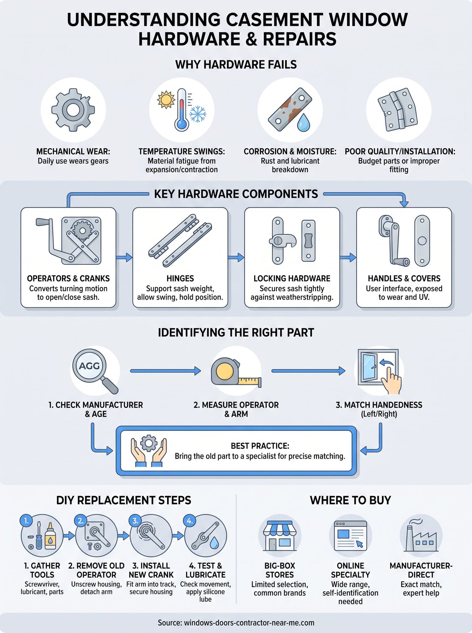 parts for casement windows infographic