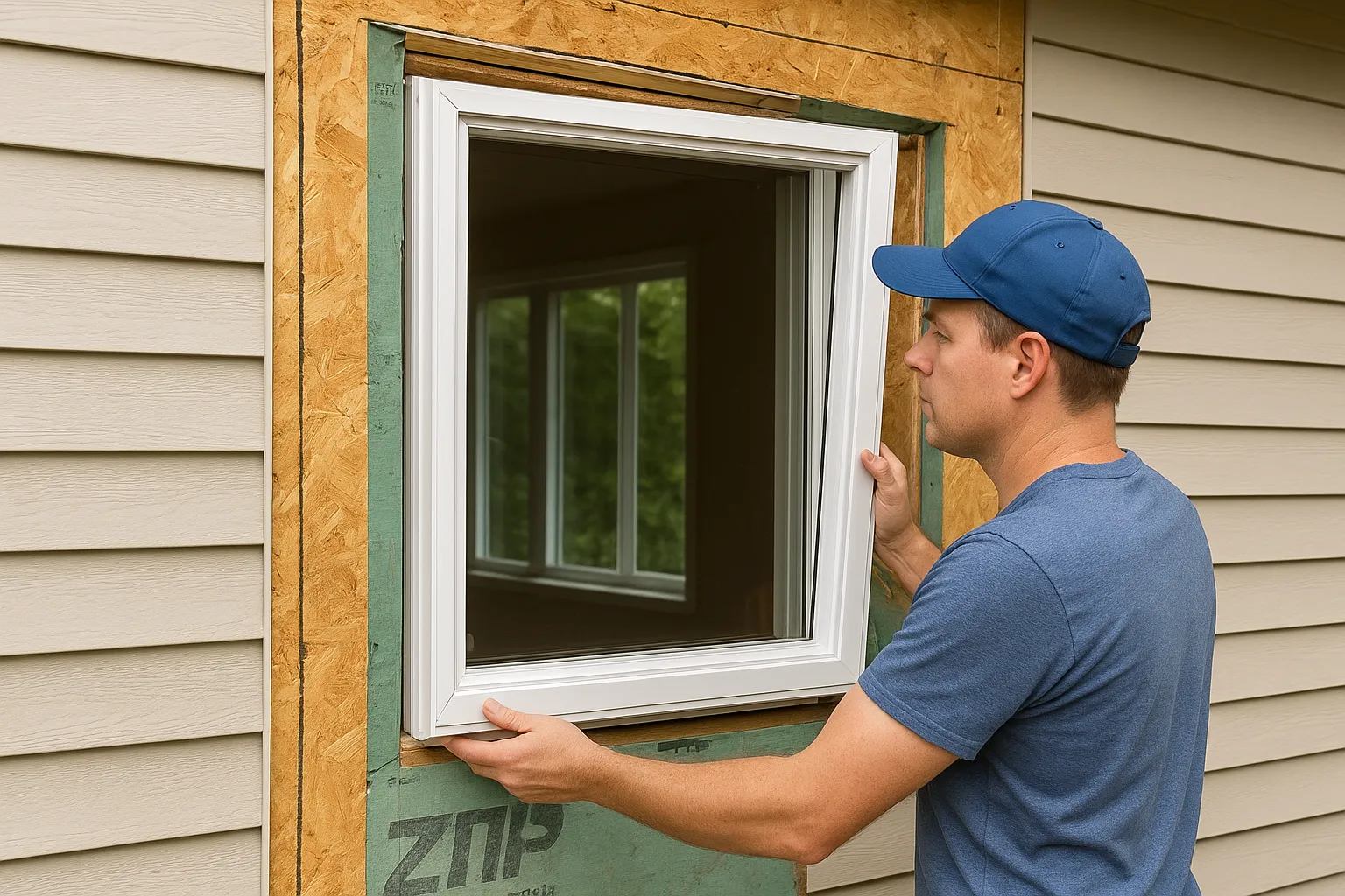 Step 2. Fit the casement window into place