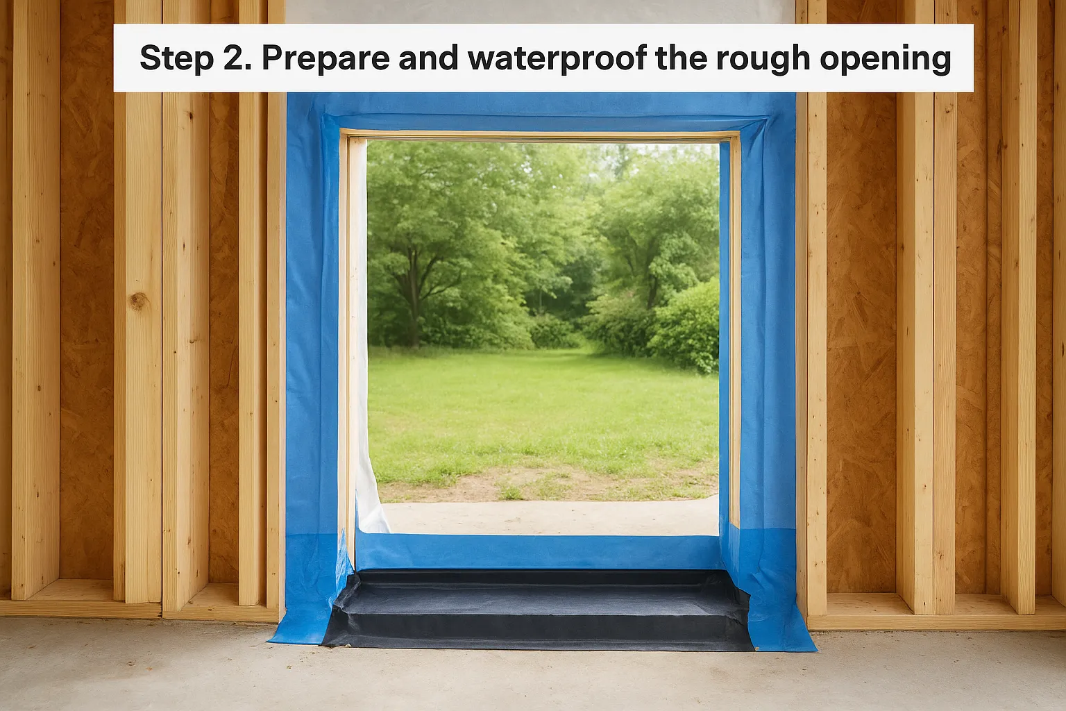 Step 2. Prepare and waterproof the rough opening