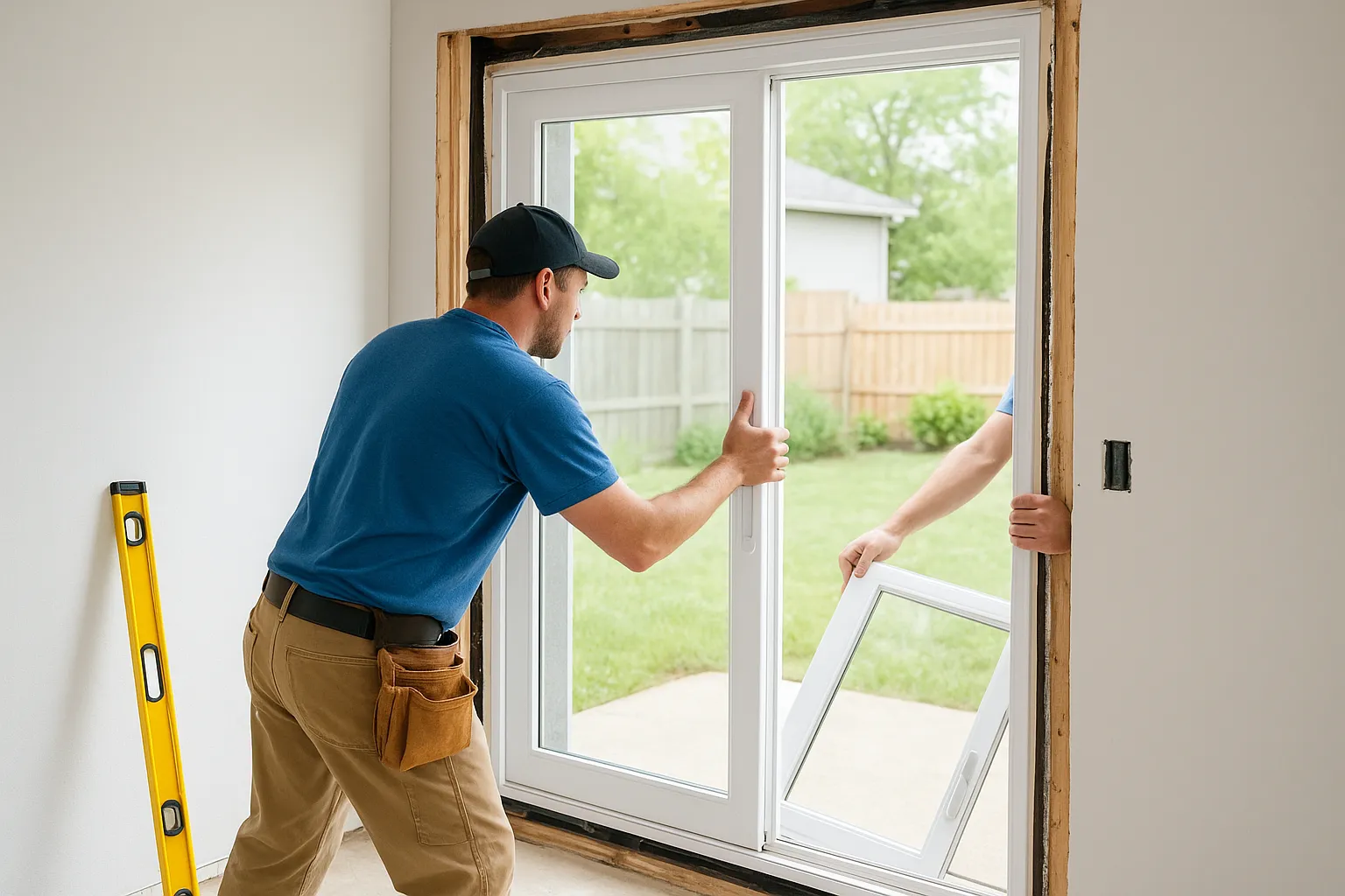 Step 3. Position and secure the new patio door