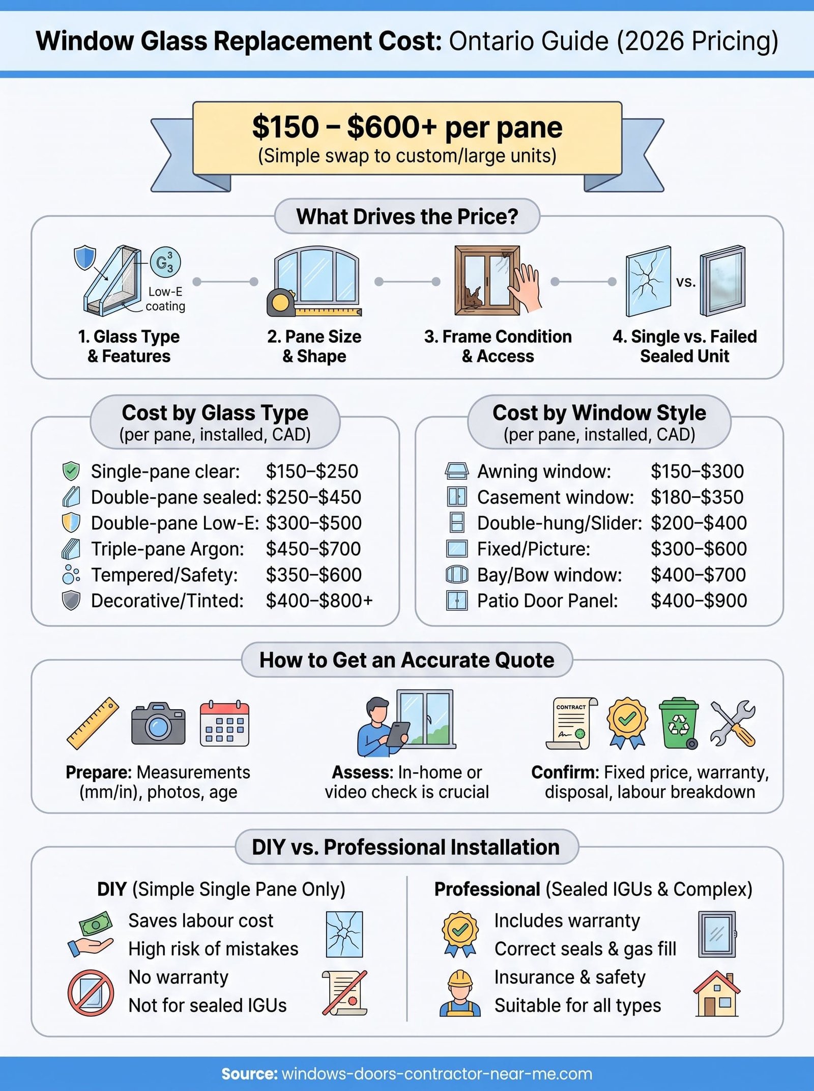 window glass replacement cost infographic