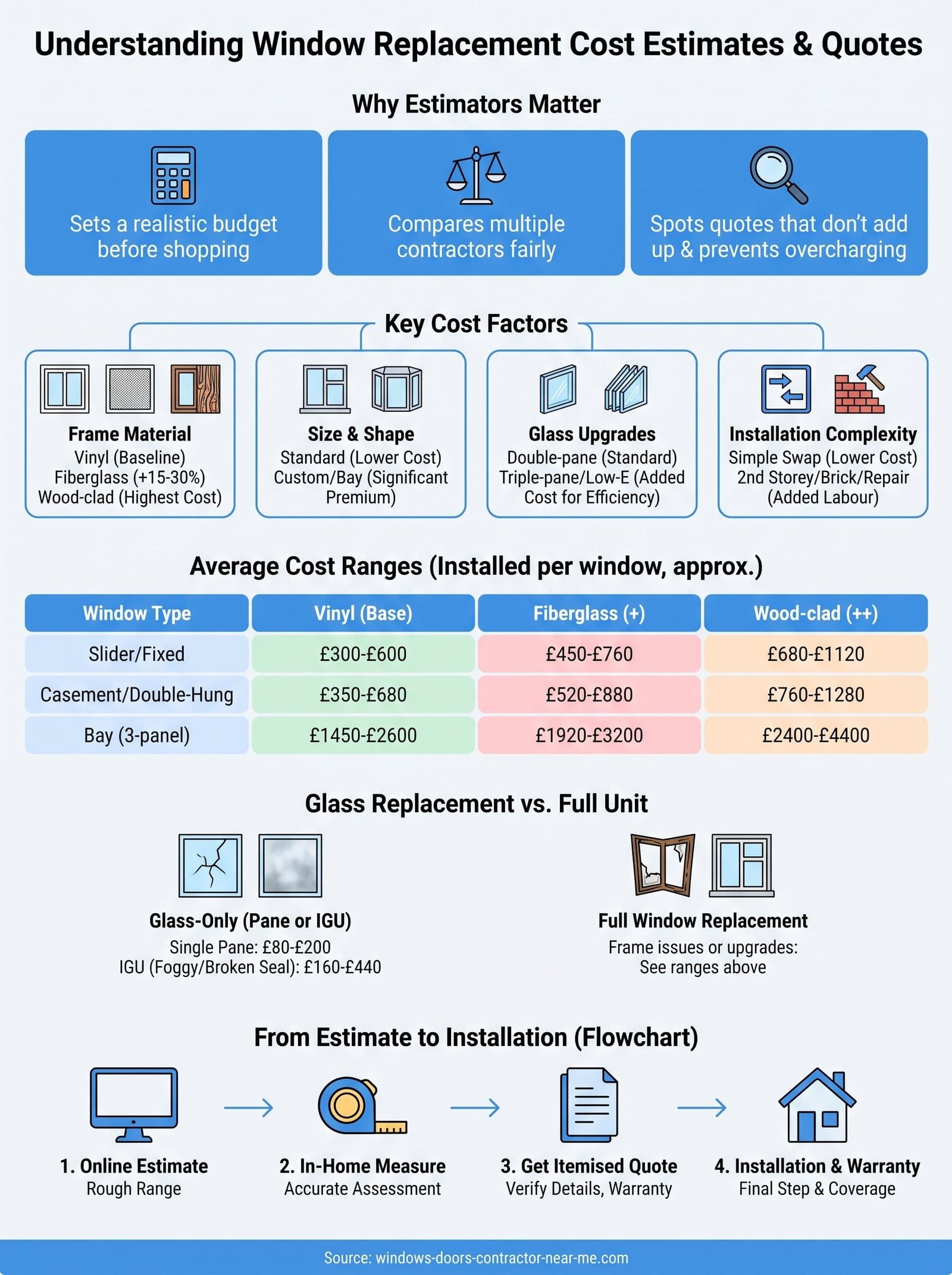 window replacement cost estimator infographic